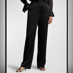 Talbots Black Satin Pants High-Waisted Relaxed Fit
